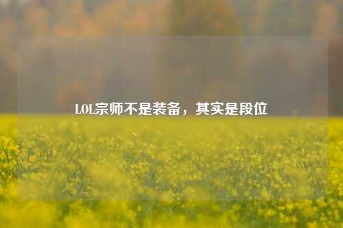 LOL宗师不是装备，其实是段位