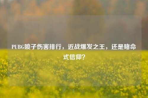 PUBG喷子伤害排行，近战爆发之王，还是赌命式信仰？