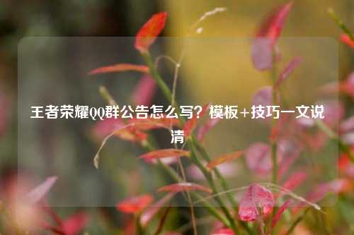 王者荣耀QQ群公告怎么写?模板+技巧一文说清