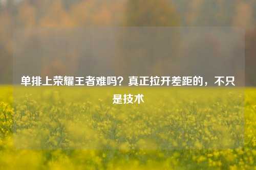 单排上荣耀王者难吗？真正拉开差距的，不只是技术