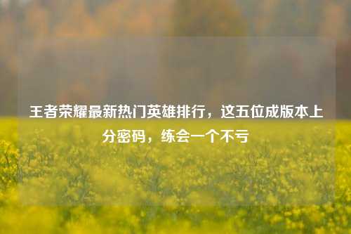 王者荣耀最新热门英雄排行，这五位成版本上分密码，练会一个不亏