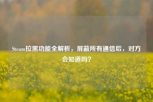 Steam拉黑功能全解析，屏蔽所有通信后，对方会知道吗？