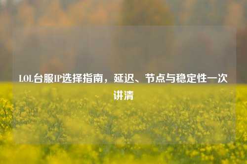 LOL台服IP选择指南,延迟、节点与稳定性一次讲清