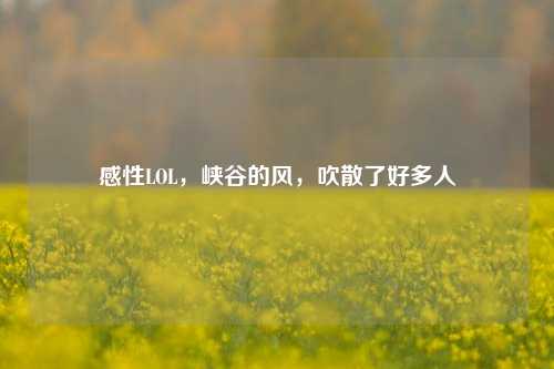 感性LOL，峡谷的风，吹散了好多人