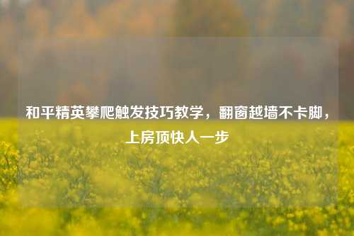 和平精英攀爬触发技巧教学,翻窗越墙不卡脚,上房顶快人一步