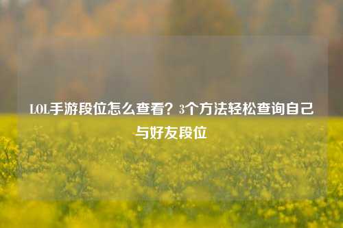LOL手游段位怎么查看？3个方法轻松查询自己与好友段位