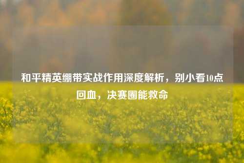 和平精英绷带实战作用深度解析，别小看10点回血，决赛圈能救命