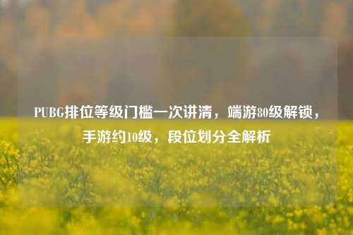 PUBG排位等级门槛一次讲清,端游80级解锁,手游约10级,段位划分全解析