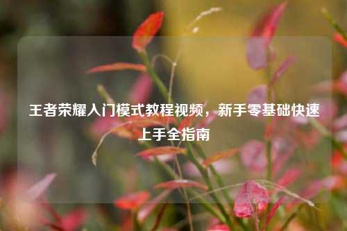 王者荣耀入门模式教程视频，新手零基础快速上手全指南