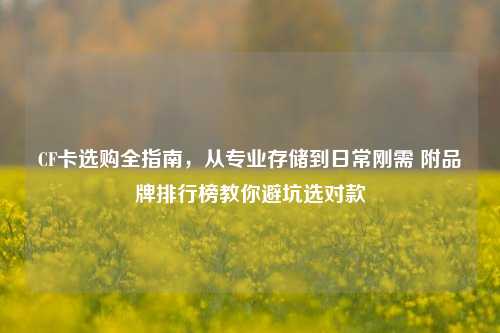 CF卡选购全指南,从专业存储到日常刚需 附品牌排行榜教你避坑选对款