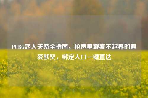 PUBG恋人关系全指南,枪声里藏着不越界的偏爱默契,绑定入口一键直达
