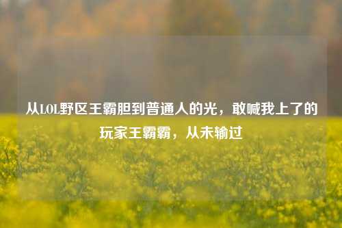 从LOL野区王霸胆到普通人的光,敢喊我上了的玩家王霸霸,从未输过