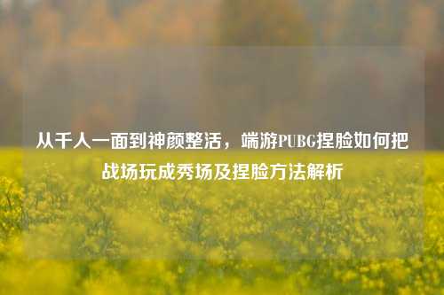 从千人一面到神颜整活,端游PUBG捏脸如何把战场玩成秀场及捏脸方法解析