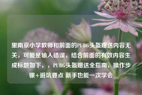 里南京小学教师和前面的PUBG头盔赠送内容无关,可能是输入错误,结合前面的有效内容生成标题如下,,PUBG头盔赠送全指南,操作步骤+避坑要点 新手也能一次学会