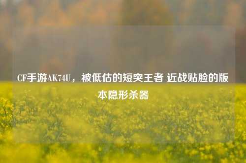 CF手游AK74U，被低估的短突王者 近战贴脸的版本隐形杀器