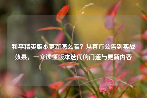 和平精英版本更新怎么看?从官方公告到实战效果,一文读懂版本迭代的门道与更新内容