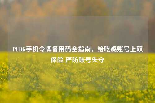 PUBG手机令牌备用码全指南,给吃鸡账号上双保险 严防账号失守