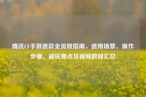 腾讯CF手游退款全流程指南,适用场景、操作步骤、避坑要点及视频教程汇总
