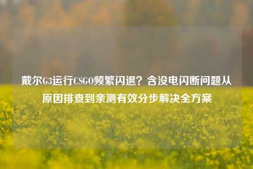 戴尔G3运行CSGO频繁闪退?含没电闪断问题从原因排查到亲测有效分步解决全方案