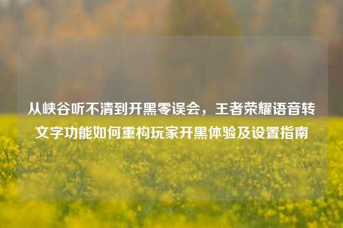 从峡谷听不清到开黑零误会，王者荣耀语音转文字功能如何重构玩家开黑体验及设置指南