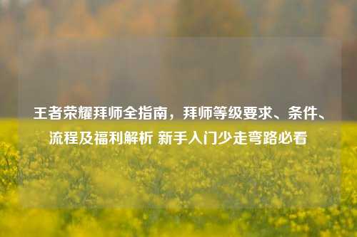 王者荣耀拜师全指南，拜师等级要求、条件、流程及福利解析 新手入门少走弯路必看