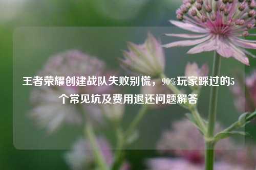 王者荣耀创建战队失败别慌，90%玩家踩过的5个常见坑及费用退还问题解答
