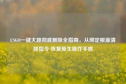 CSGO一键大跳彻底删除全指南,从绑定根源清除指令 恢复原生操作手感