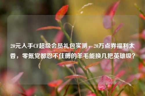 20元入手CF超级会员礼包实测，20万点券福利太香，零氪党都忍不住薅的羊毛能换几把英雄级？